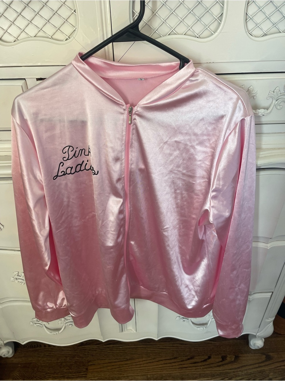 Pink Satin 'Pink Ladies' Zip Jacket